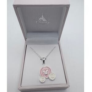 Disney Pink Carriage with Crystal Mickey Silver-Tone Necklace